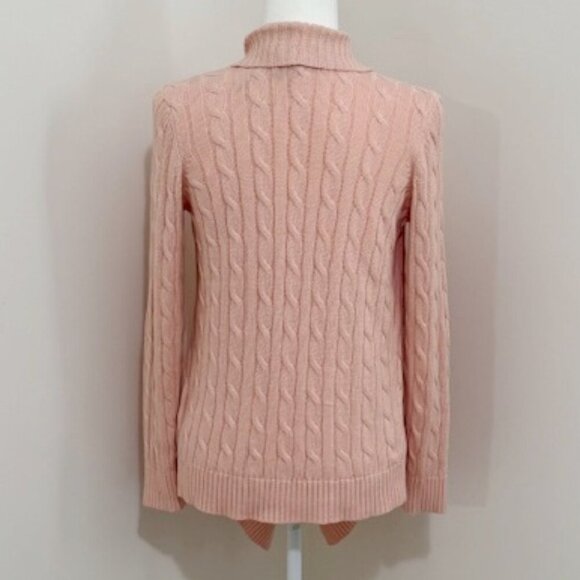 Lauren Ralph Lauren Linen Cotton Cable Knit Cardigan Open Front Pink Size PS NWT - Picture 4 of 5